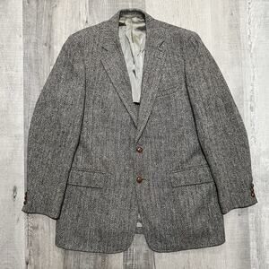 VTG Harris Tweed Blazer 70s/80s Stanley Blacker Herringbone Sport Coat Size 44